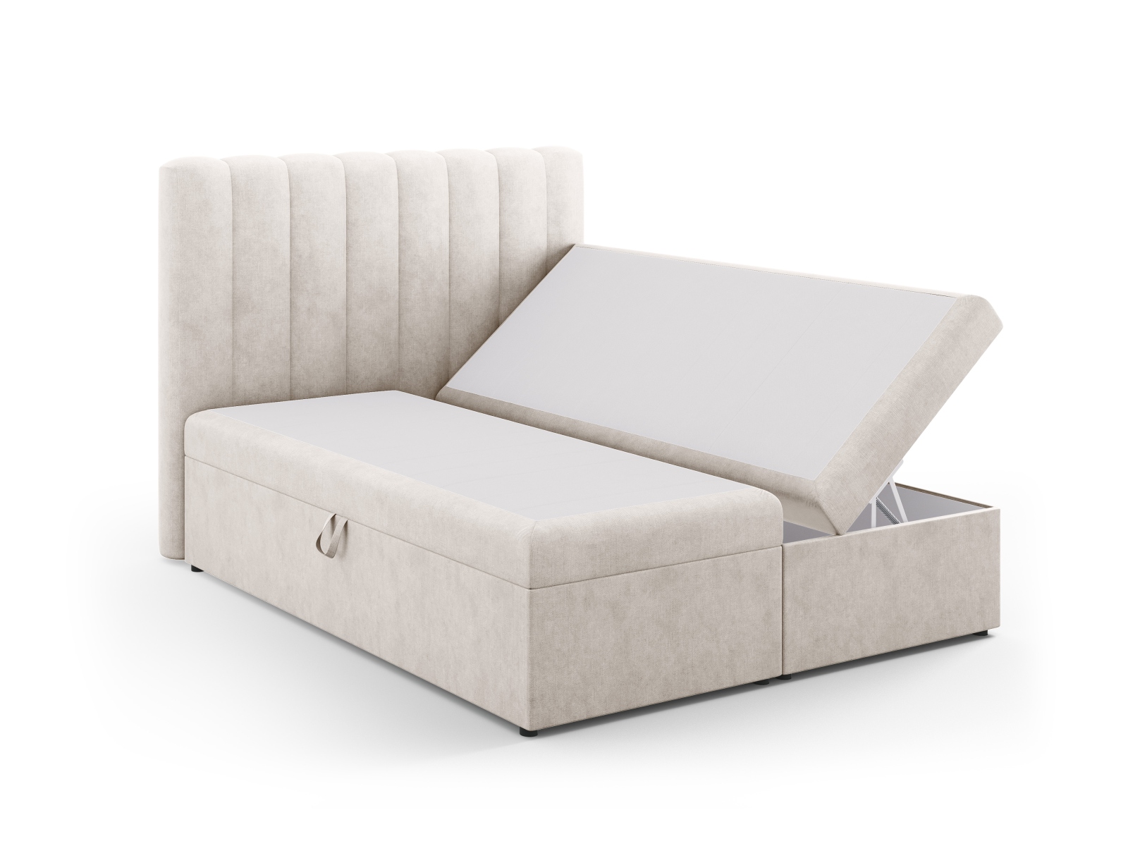 Boxspring Bed Set: Headboard + Box Springs/Mattress + Mattress Topper, "Kelp", 160x210x125