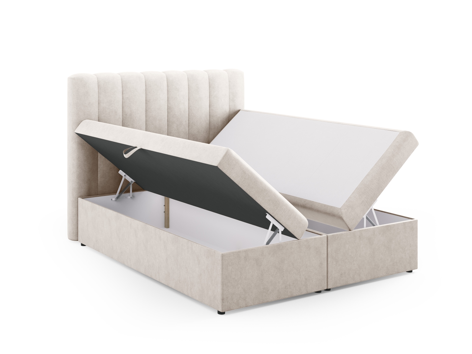 Boxspring Bed Set: Headboard + Box Springs/Mattress + Mattress Topper, "Kelp", 160x210x125