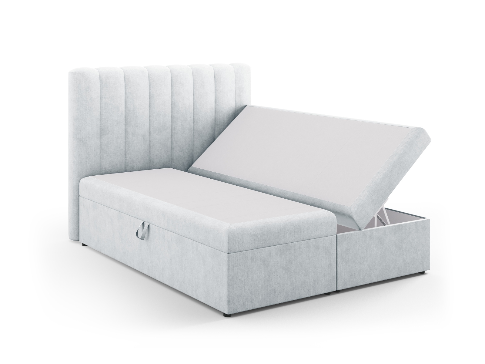 Boxspring Bed Set: Headboard + Box Springs/Mattress + Mattress Topper, "Kelp", 160x210x125