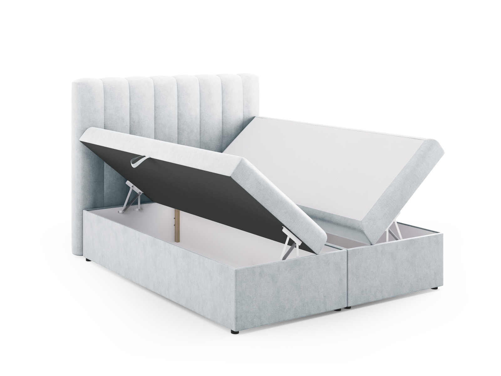 Boxspring Bed Set: Headboard + Box Springs/Mattress + Mattress Topper, "Kelp", 160x210x125