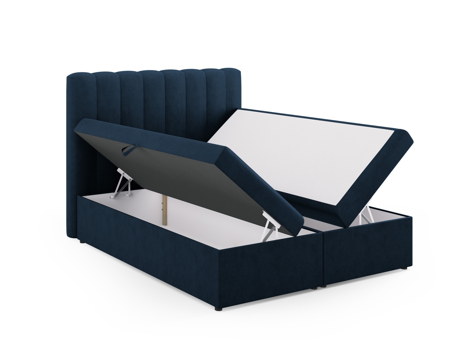 Boxspring Bed Set: Headboard + Box Springs/Mattress + Mattress Topper, "Kelp", 160x210x125