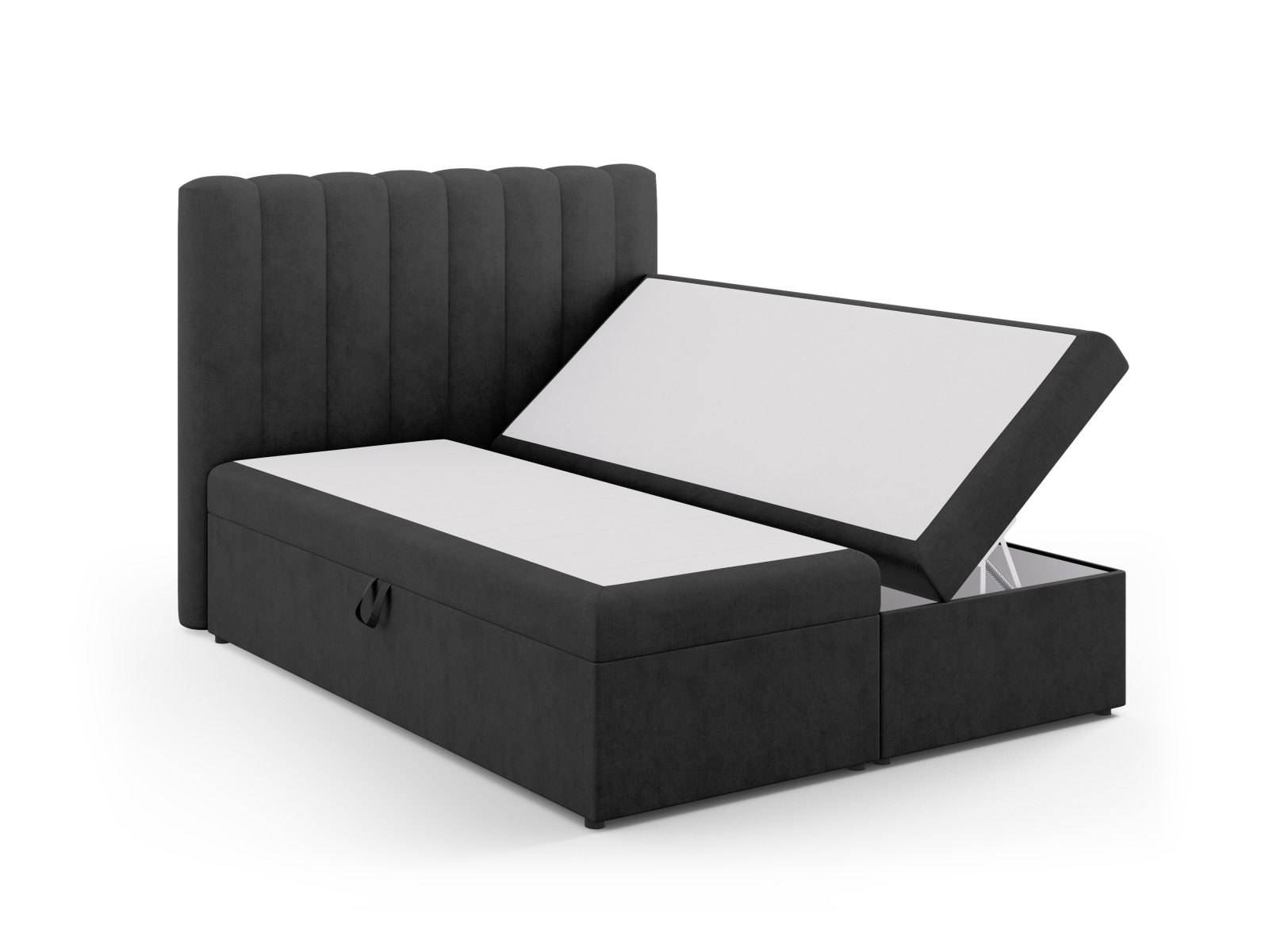 Boxspring Bed Set: Headboard + Box Springs/Mattress + Mattress Topper, "Kelp", 160x210x125