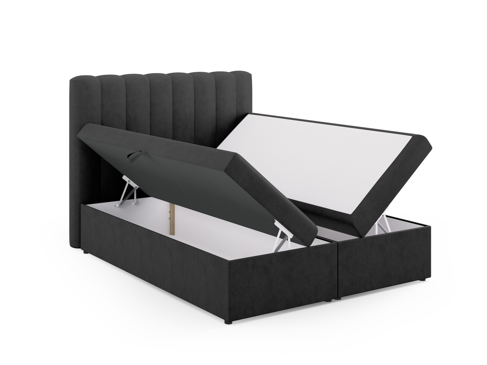 Boxspring Bed Set: Headboard + Box Springs/Mattress + Mattress Topper, "Kelp", 160x210x125