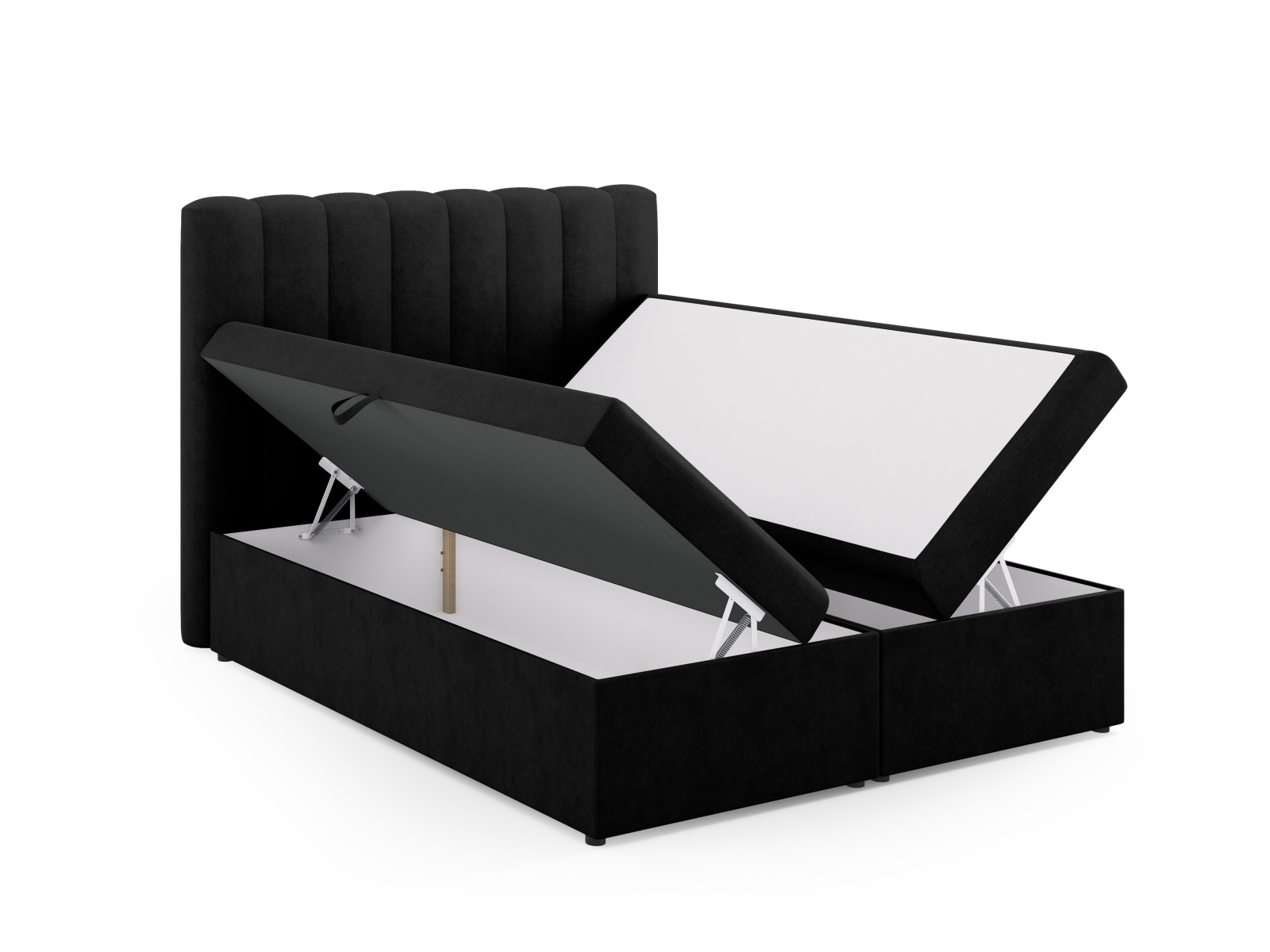 Boxspring Bed Set: Headboard + Box Springs/Mattress + Mattress Topper, "Kelp", 160x210x125