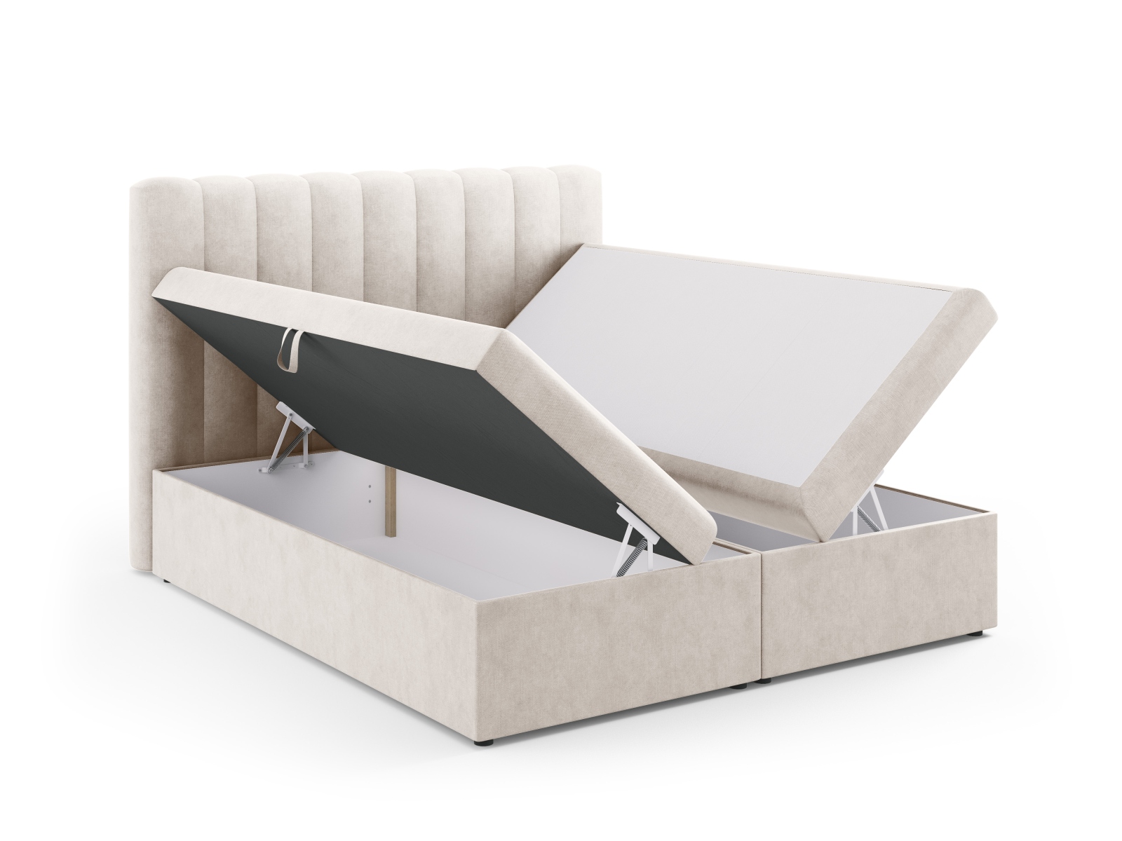 Boxspring Bed Set: Headboard + Box Springs/Mattress + Mattress Topper, "Kelp", 180x210x125