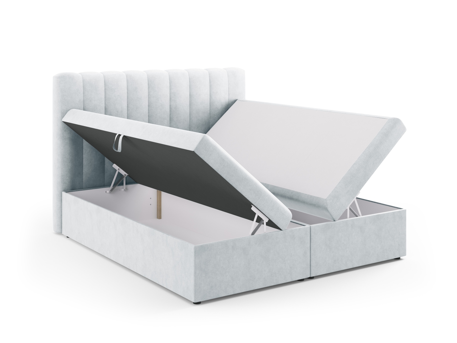 Boxspring Bed Set: Headboard + Box Springs/Mattress + Mattress Topper, "Kelp", 180x210x125