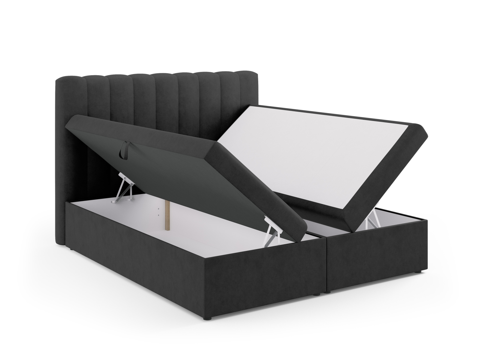 Boxspring Bed Set: Headboard + Box Springs/Mattress + Mattress Topper, "Kelp", 180x210x125