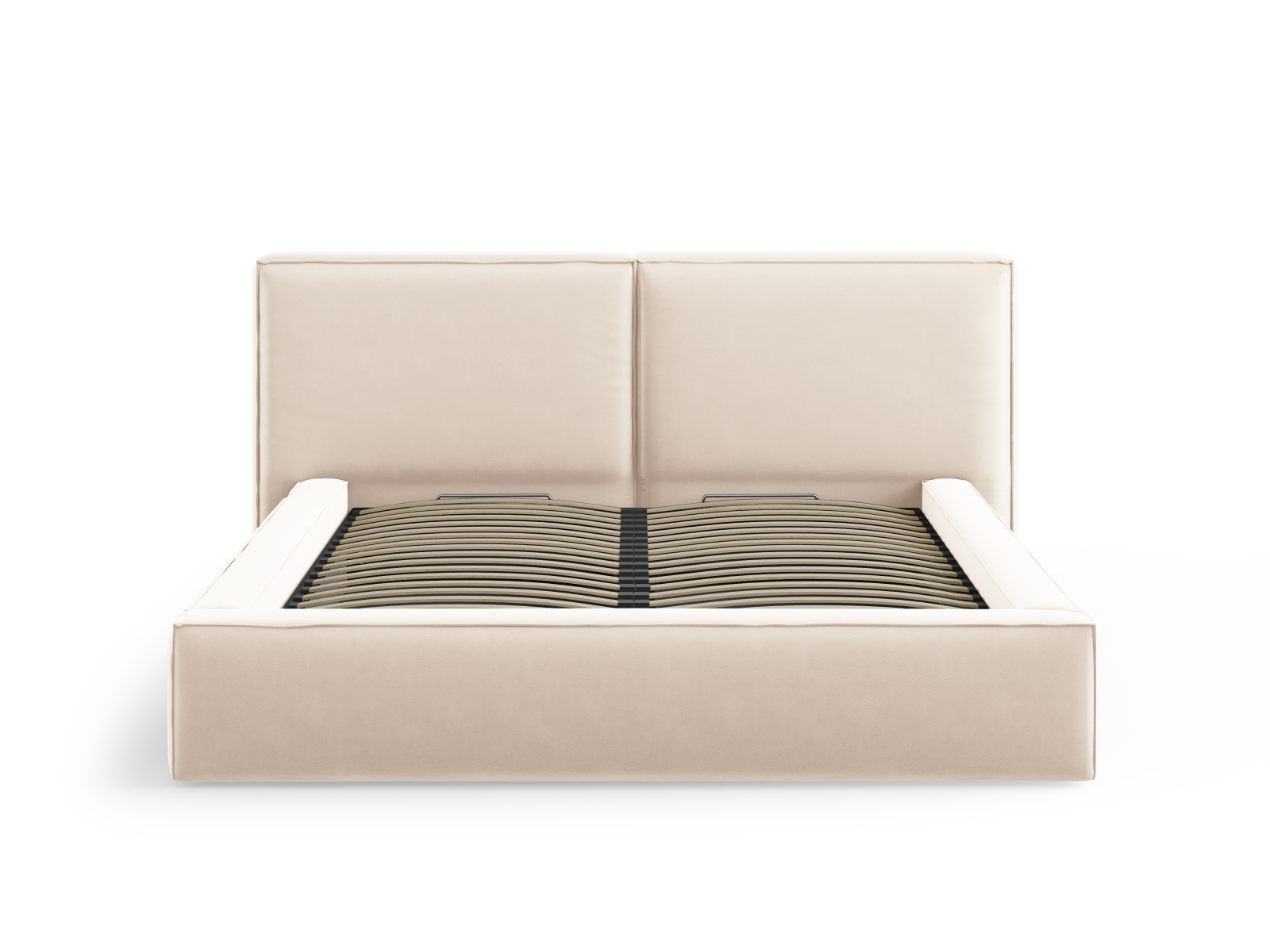 Velvet Storage Bed With Double Headboard, "Jodie", 214x228x108