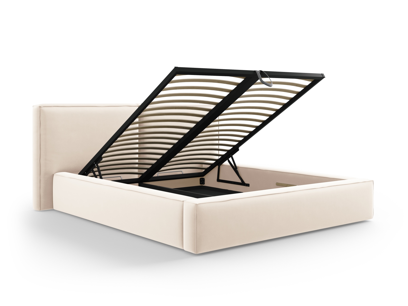 Velvet Storage Bed With Double Headboard, "Jodie", 214x228x108