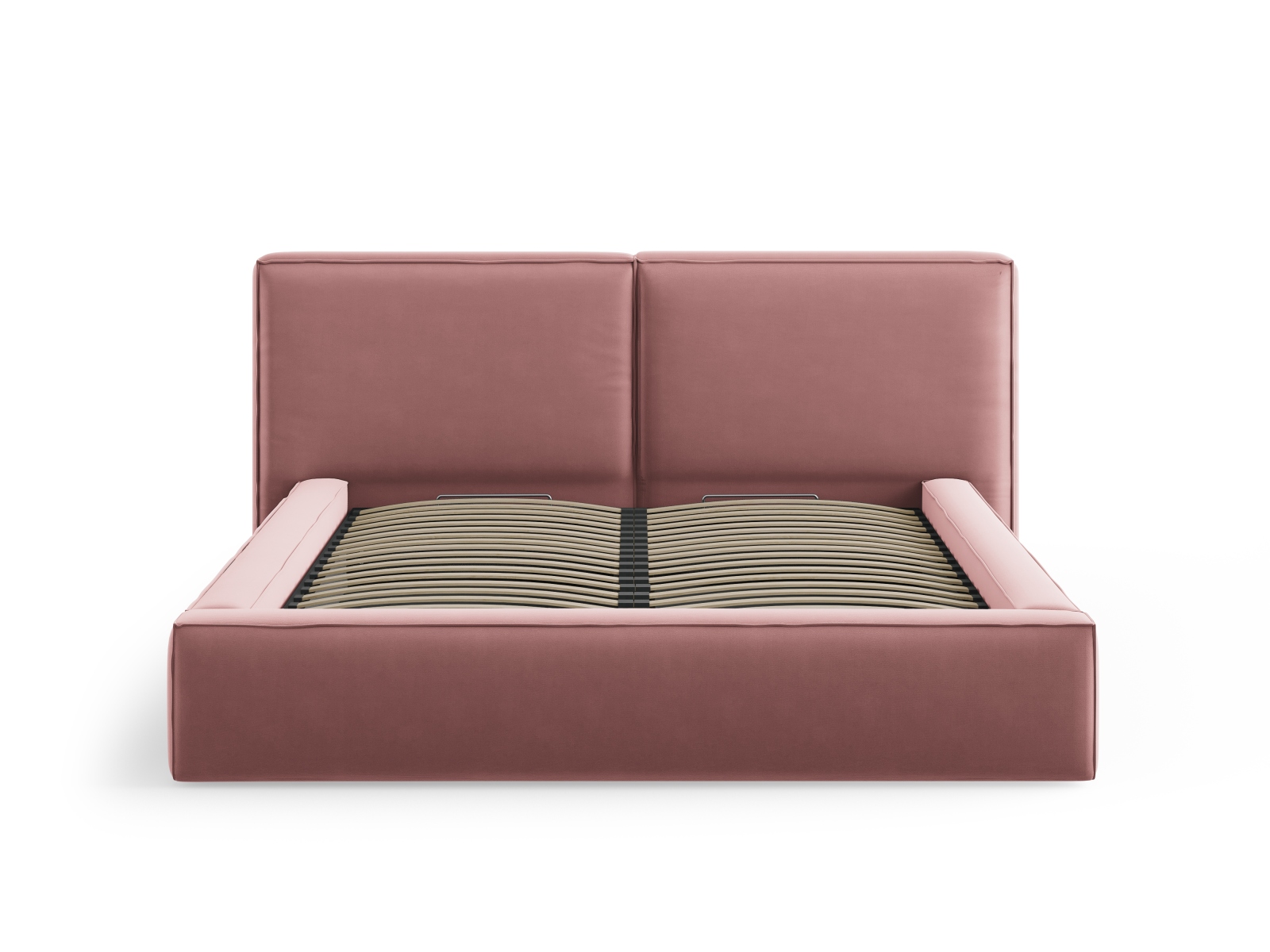 Velvet Storage Bed With Double Headboard, "Jodie", 214x228x108