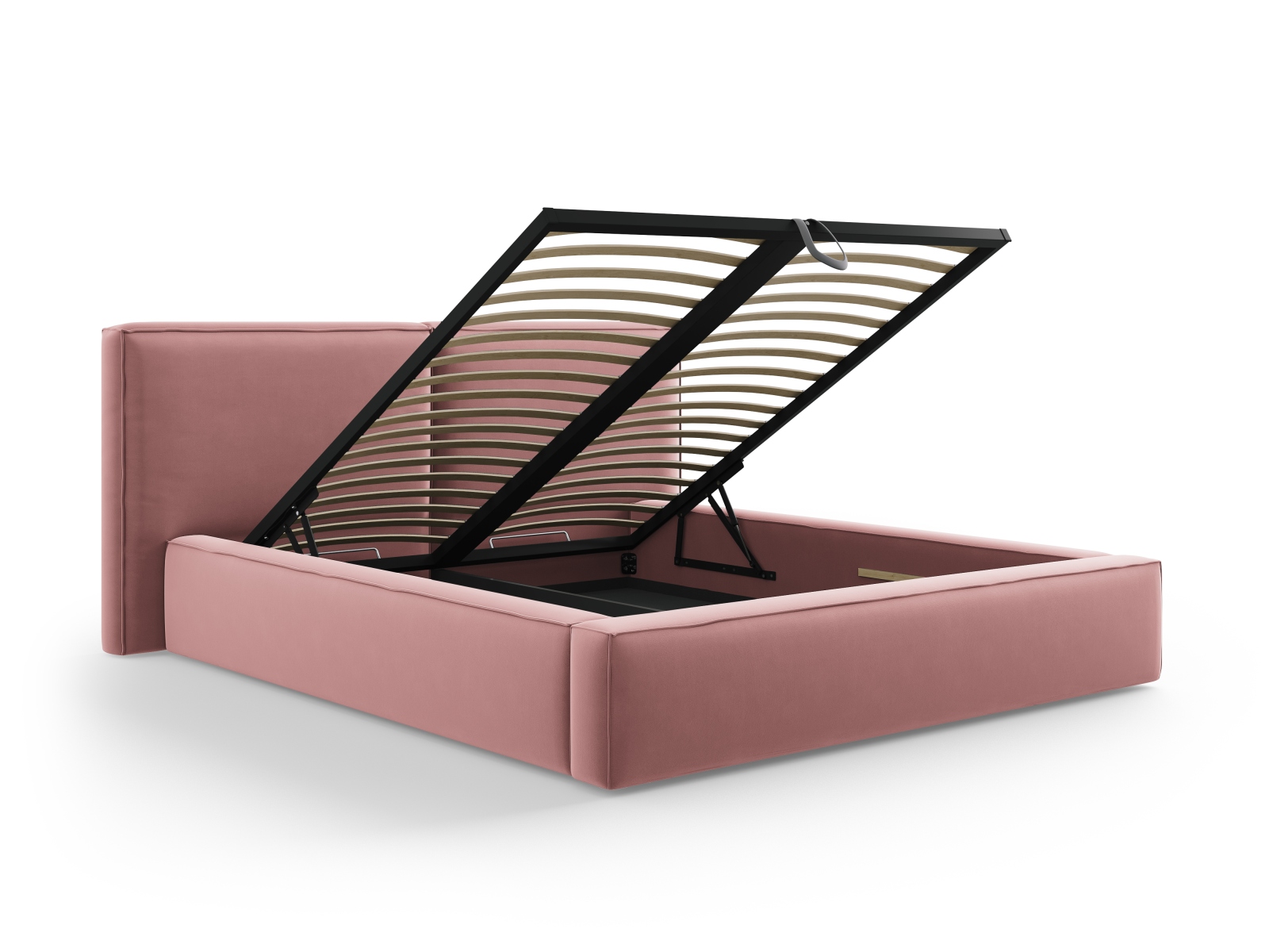 Velvet Storage Bed With Double Headboard, "Jodie", 214x228x108