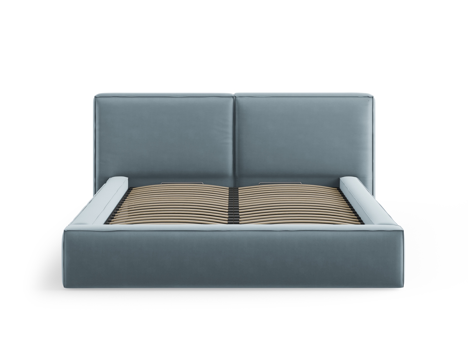 Velvet Storage Bed With Double Headboard, "Jodie", 214x228x108