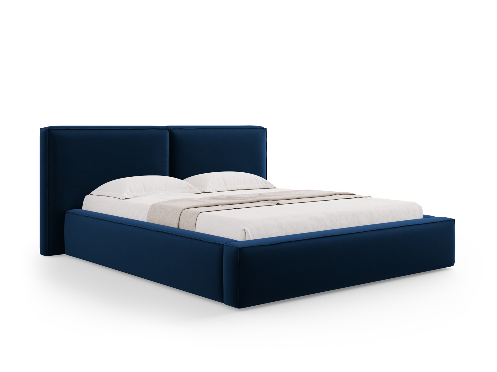 Velvet Storage Bed With Double Headboard, "Jodie", 214x228x108