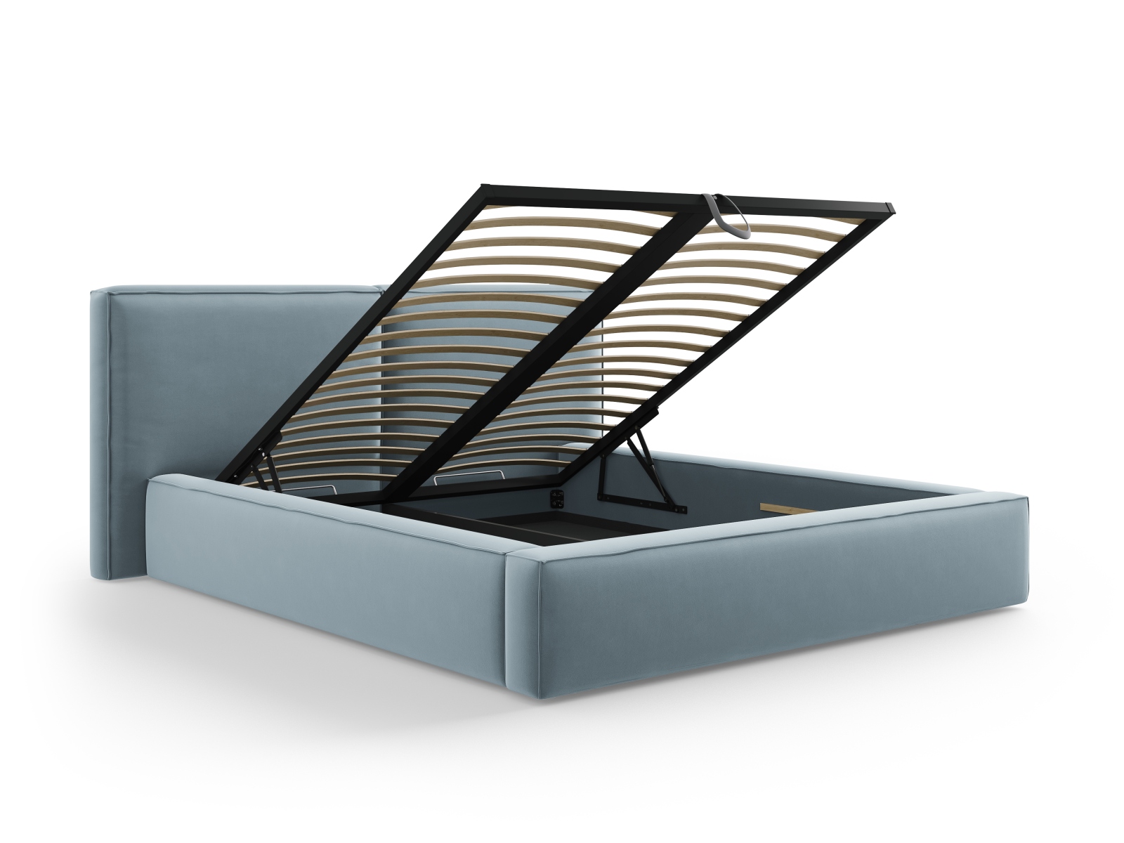 Velvet Storage Bed With Double Headboard, "Jodie", 214x228x108