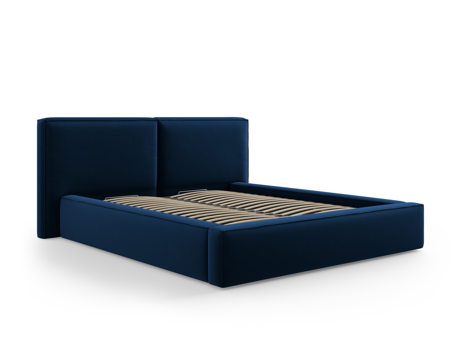 Velvet Storage Bed With Double Headboard, "Jodie", 214x228x108