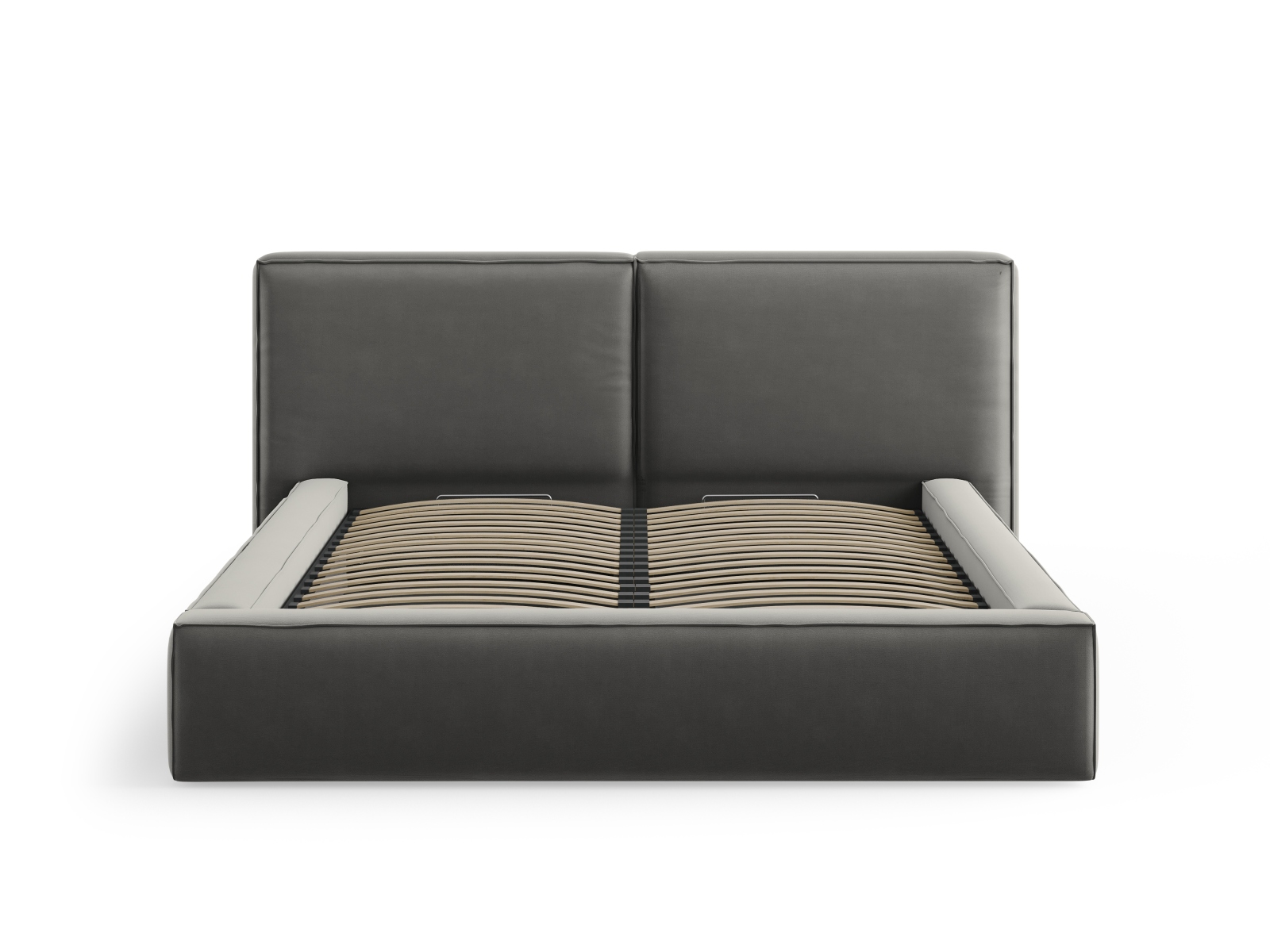 Velvet Storage Bed With Double Headboard, "Jodie", 214x228x108