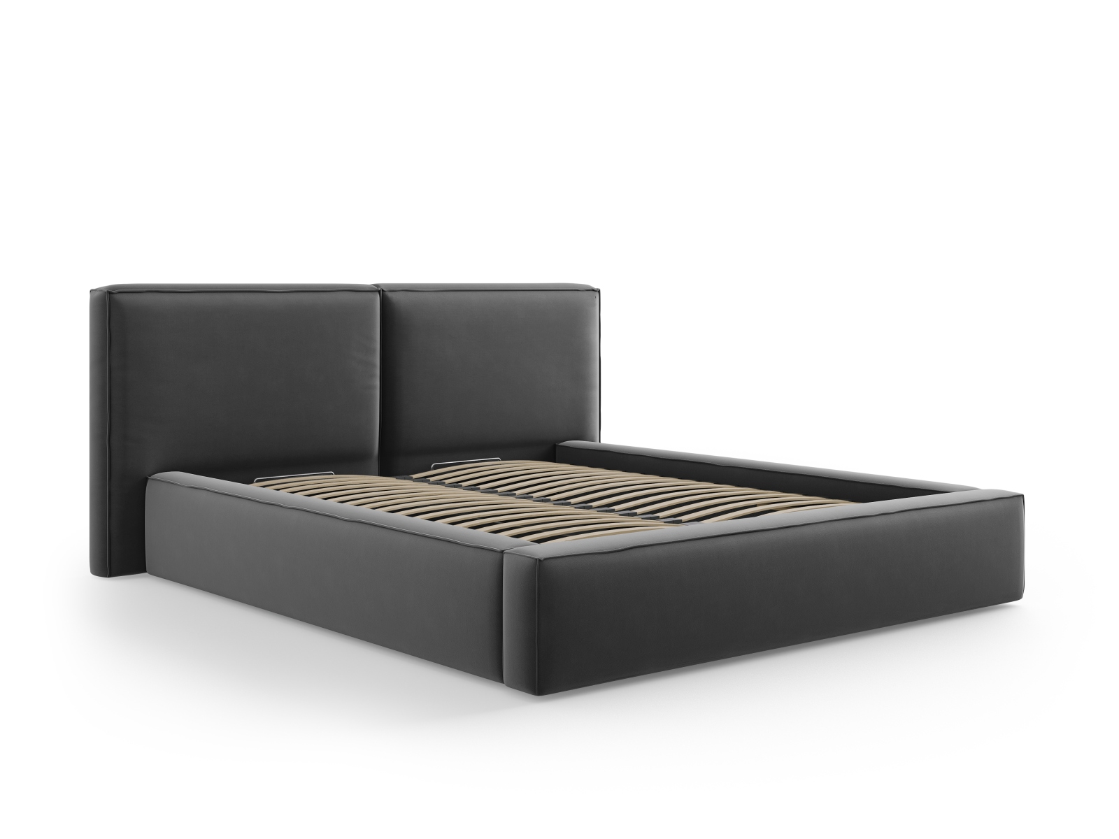 Velvet Storage Bed With Double Headboard, "Jodie", 214x228x108