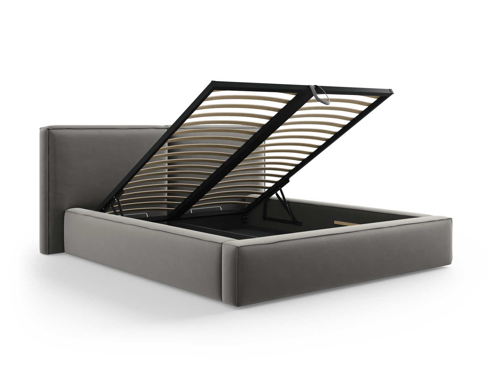 Velvet Storage Bed With Double Headboard, "Jodie", 214x228x108