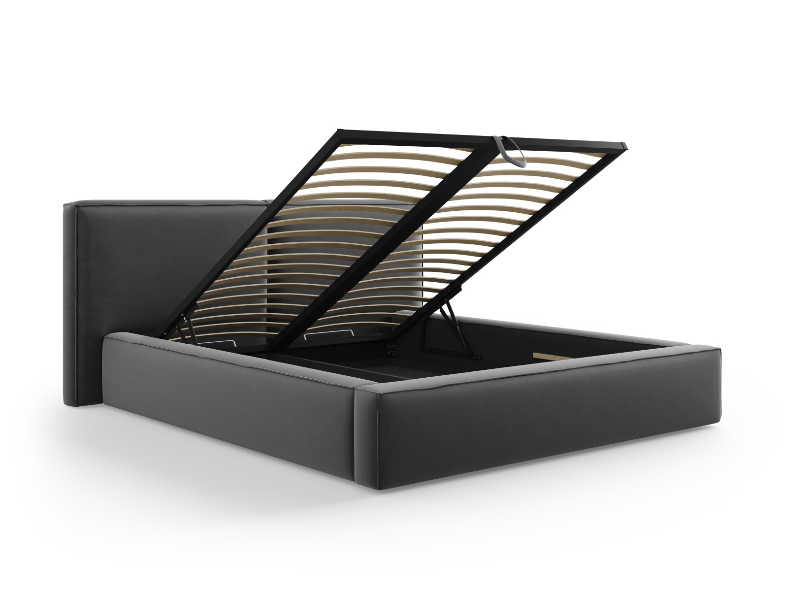 Velvet Storage Bed With Double Headboard, "Jodie", 214x228x108