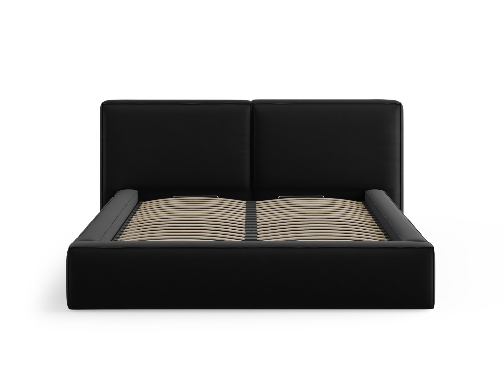 Velvet Storage Bed With Double Headboard, "Jodie", 214x228x108