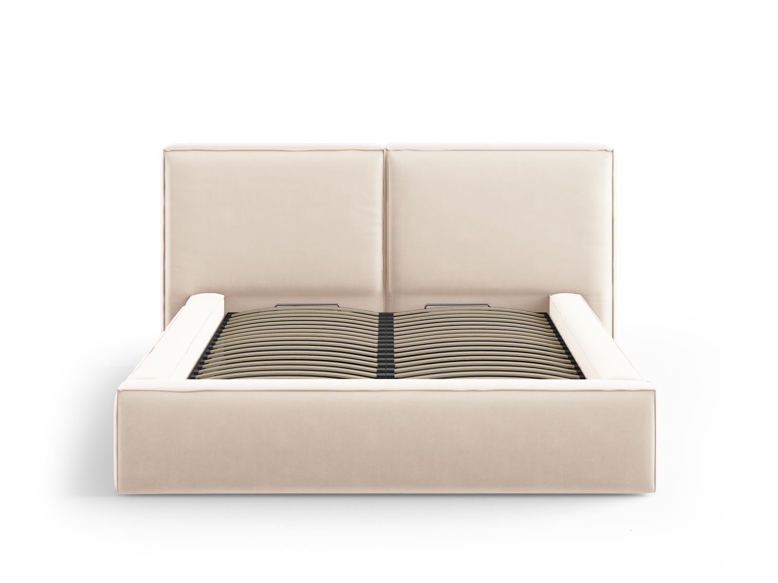 Velvet Storage Bed With Double Headboard, "Jodie", 194x228x108