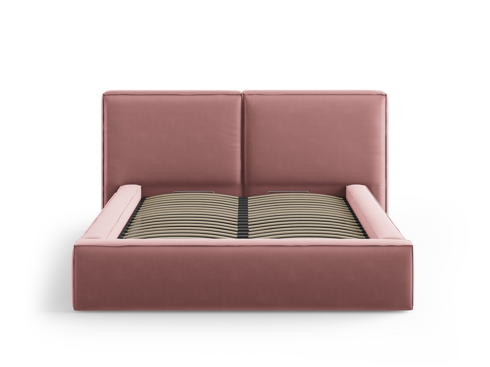 Velvet Storage Bed With Double Headboard, "Jodie", 194x228x108