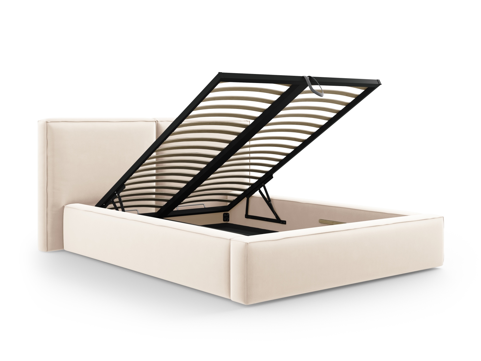 Velvet Storage Bed With Double Headboard, "Jodie", 194x228x108