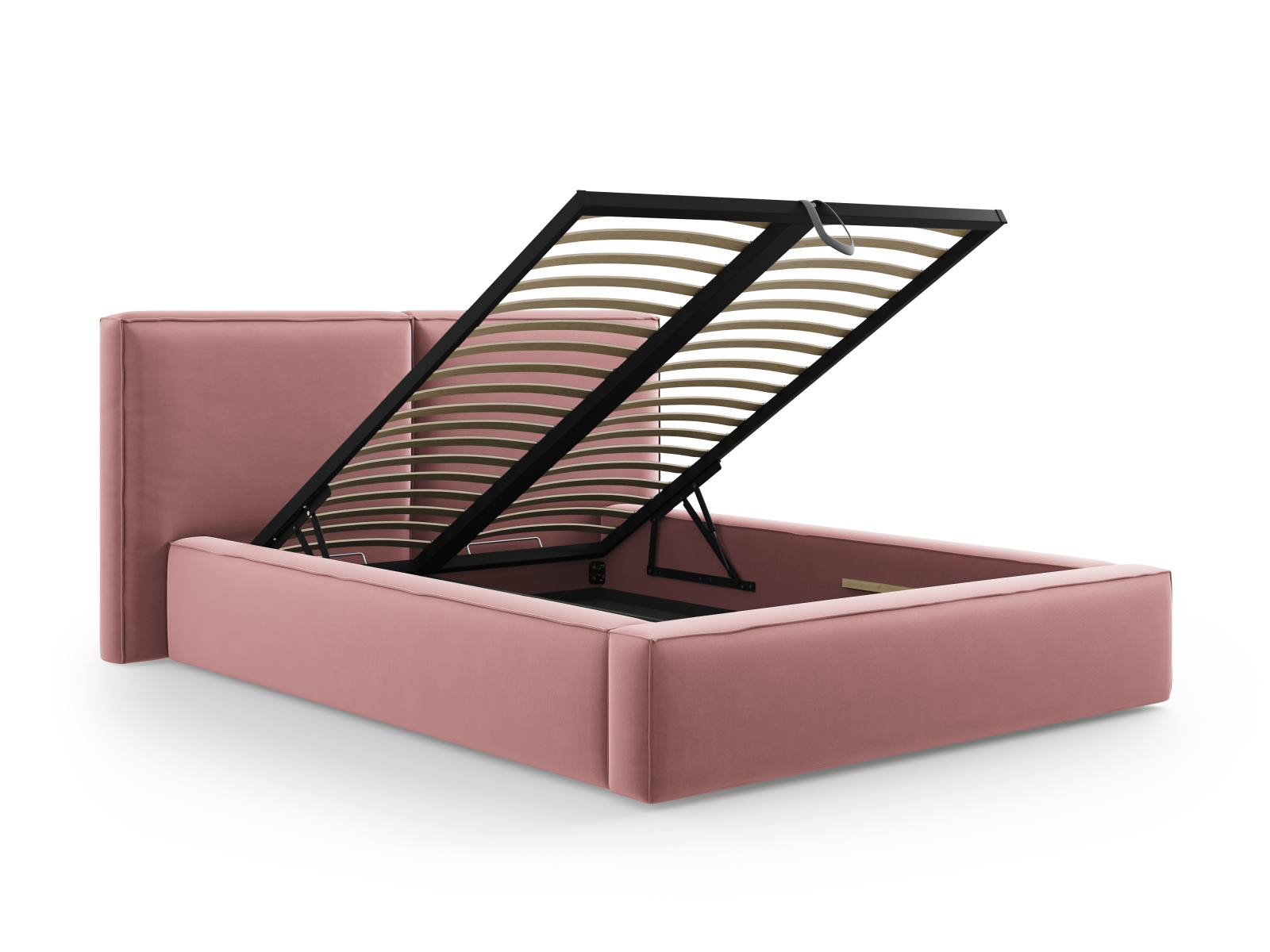 Velvet Storage Bed With Double Headboard, "Jodie", 194x228x108