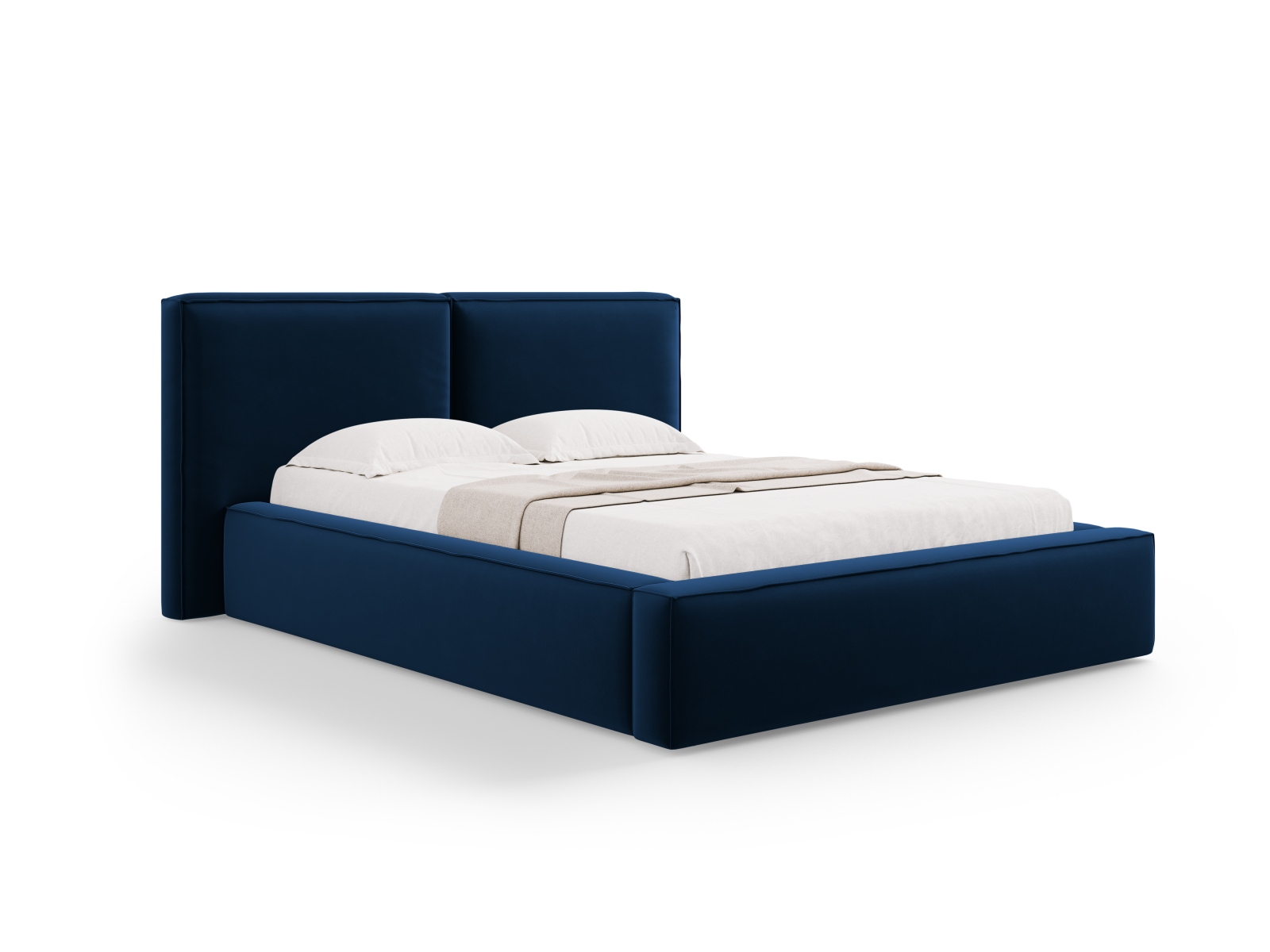 Velvet Storage Bed With Double Headboard, "Jodie", 194x228x108
