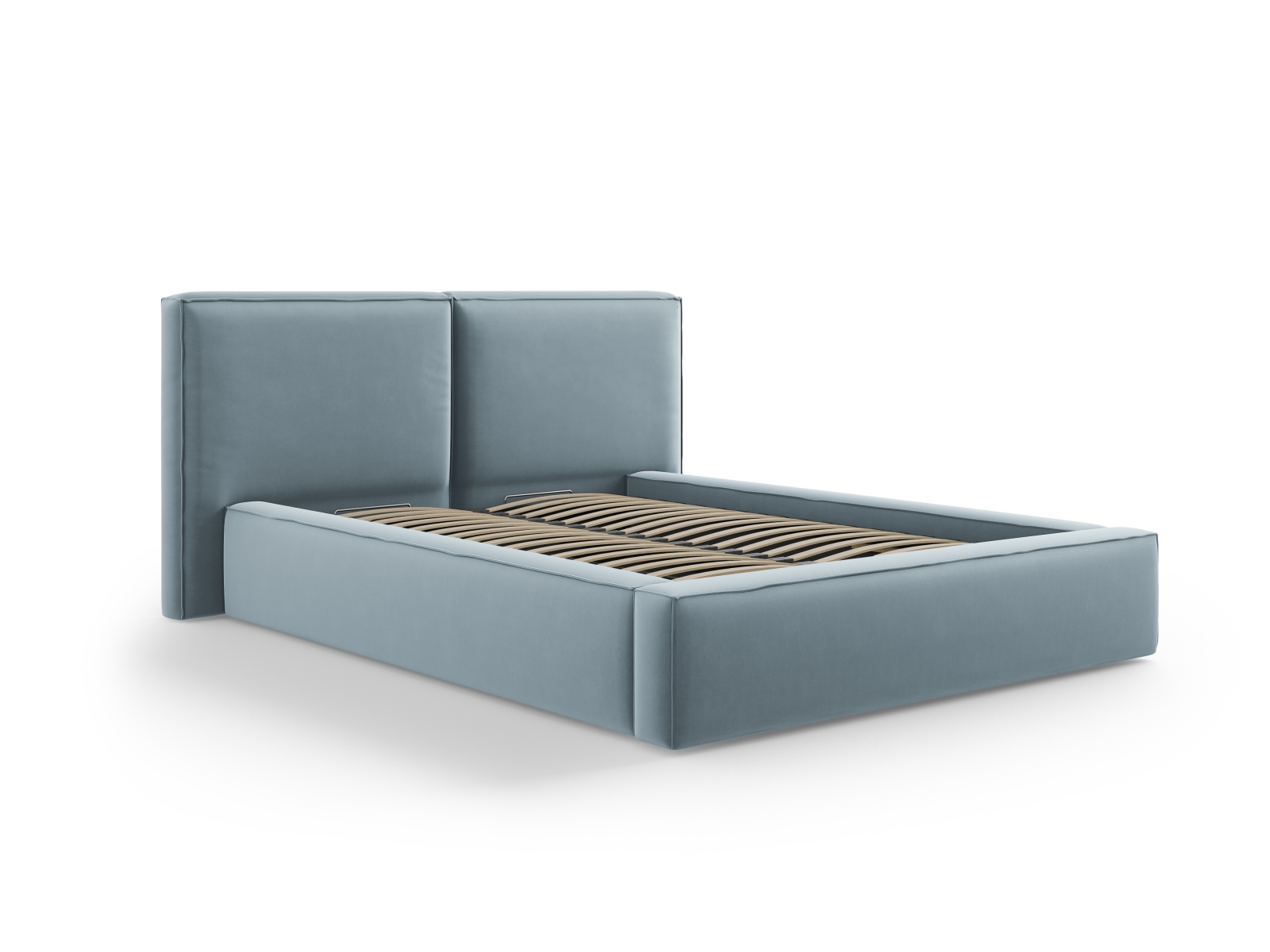 Velvet Storage Bed With Double Headboard, "Jodie", 194x228x108