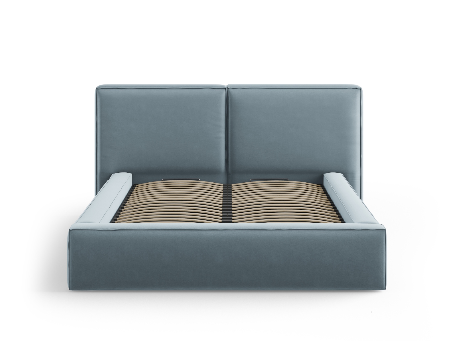 Velvet Storage Bed With Double Headboard, "Jodie", 194x228x108