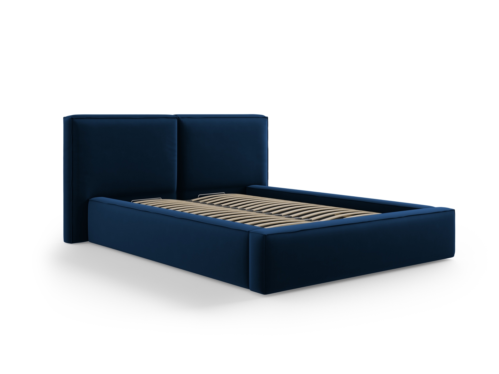 Velvet Storage Bed With Double Headboard, "Jodie", 194x228x108