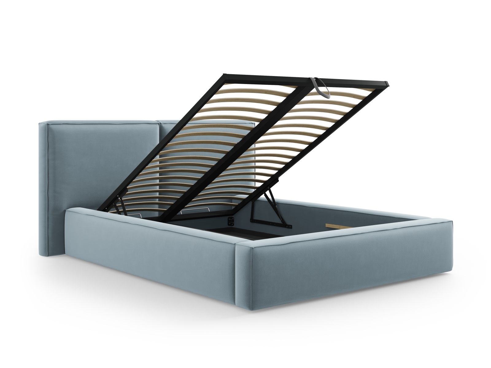 Velvet Storage Bed With Double Headboard, "Jodie", 194x228x108