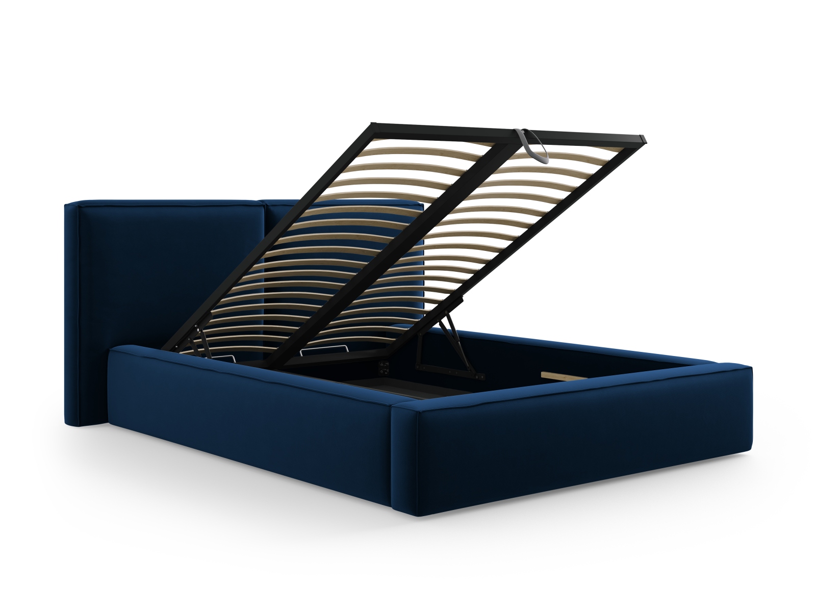 Velvet Storage Bed With Double Headboard, "Jodie", 194x228x108