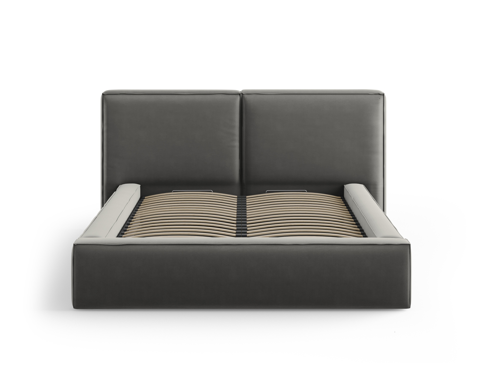 Velvet Storage Bed With Double Headboard, "Jodie", 194x228x108
