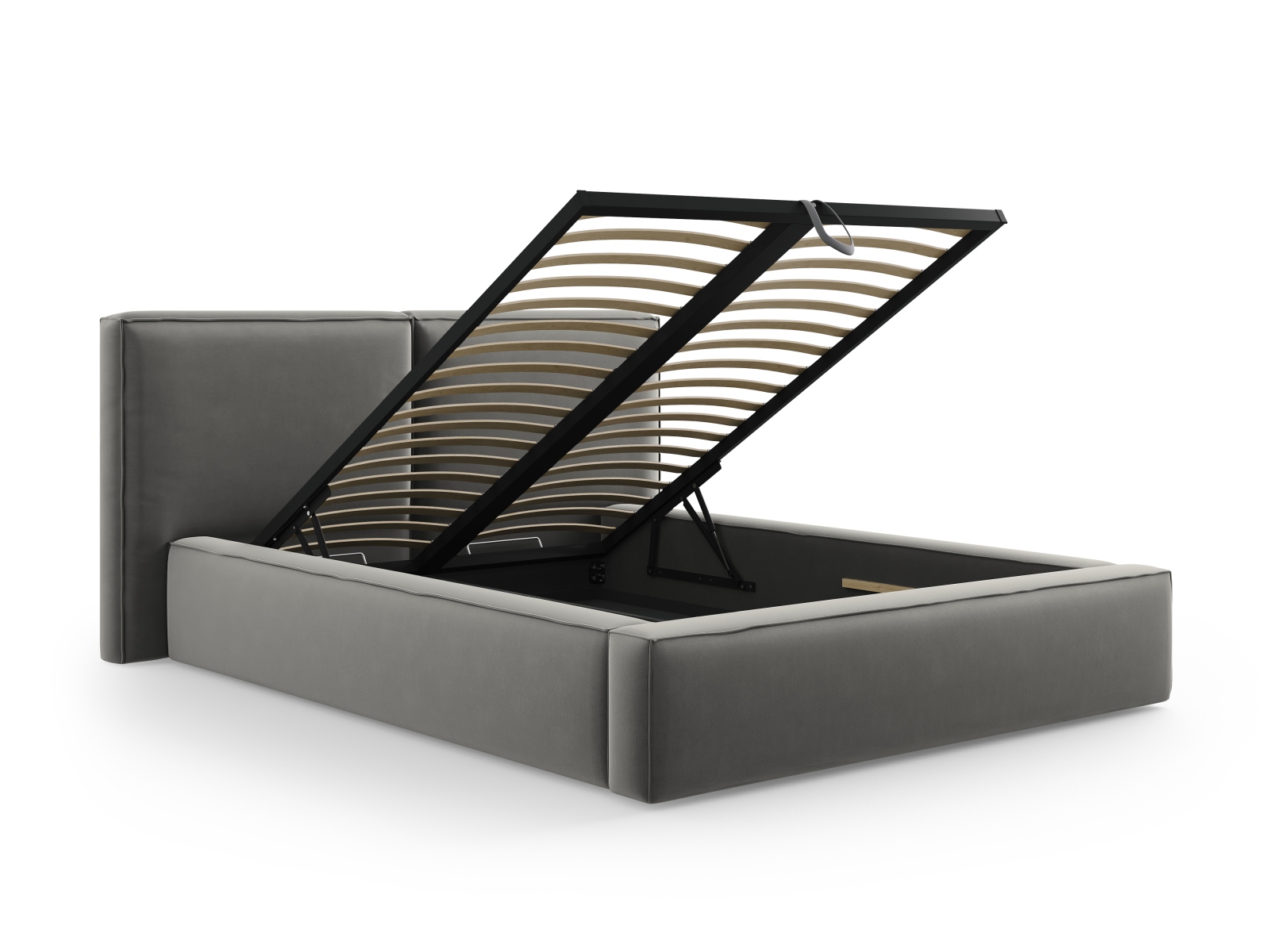 Velvet Storage Bed With Double Headboard, "Jodie", 194x228x108