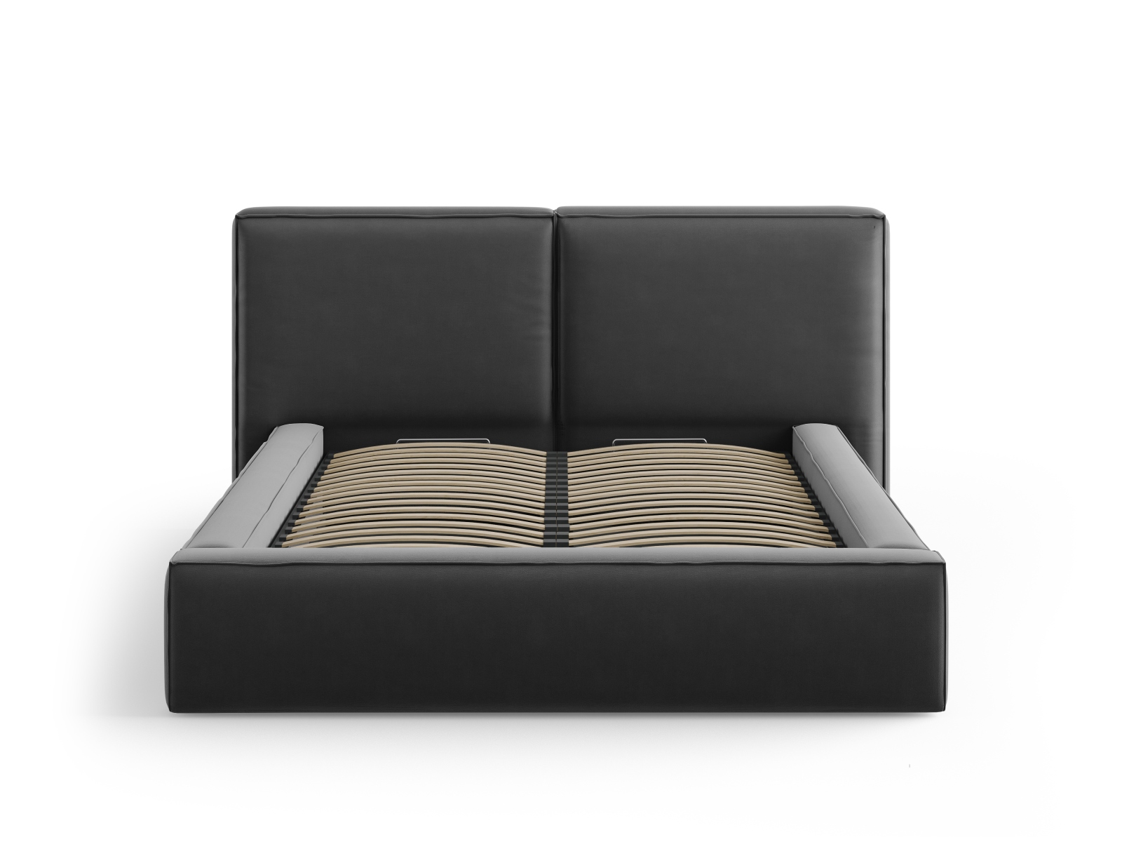 Velvet Storage Bed With Double Headboard, "Jodie", 194x228x108