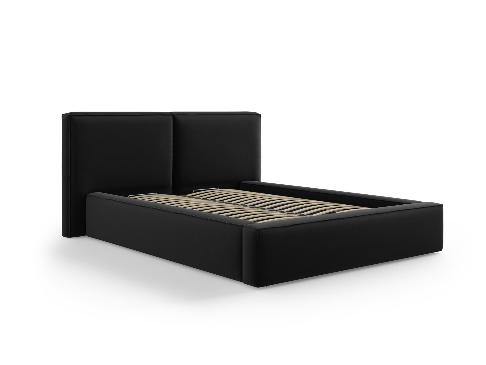 Velvet Storage Bed With Double Headboard, "Jodie", 194x228x108