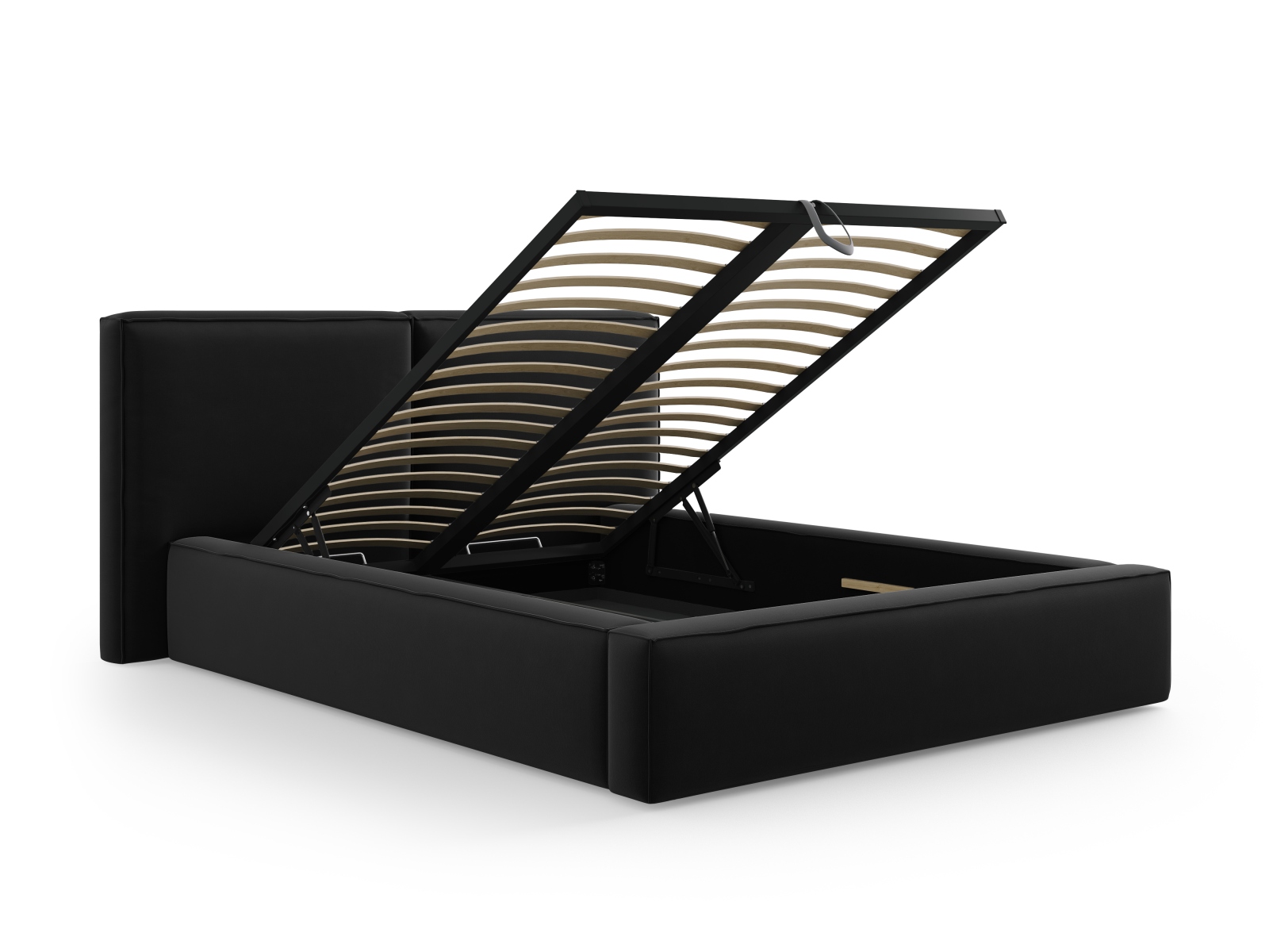 Velvet Storage Bed With Double Headboard, "Jodie", 194x228x108