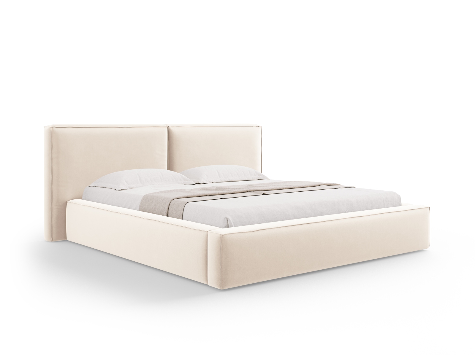Velvet Storage Bed With Double Headboard, "Jodie", 234x228x108