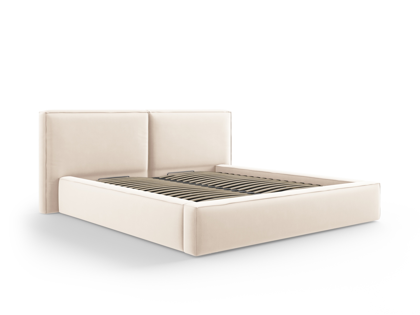 Velvet Storage Bed With Double Headboard, "Jodie", 234x228x108