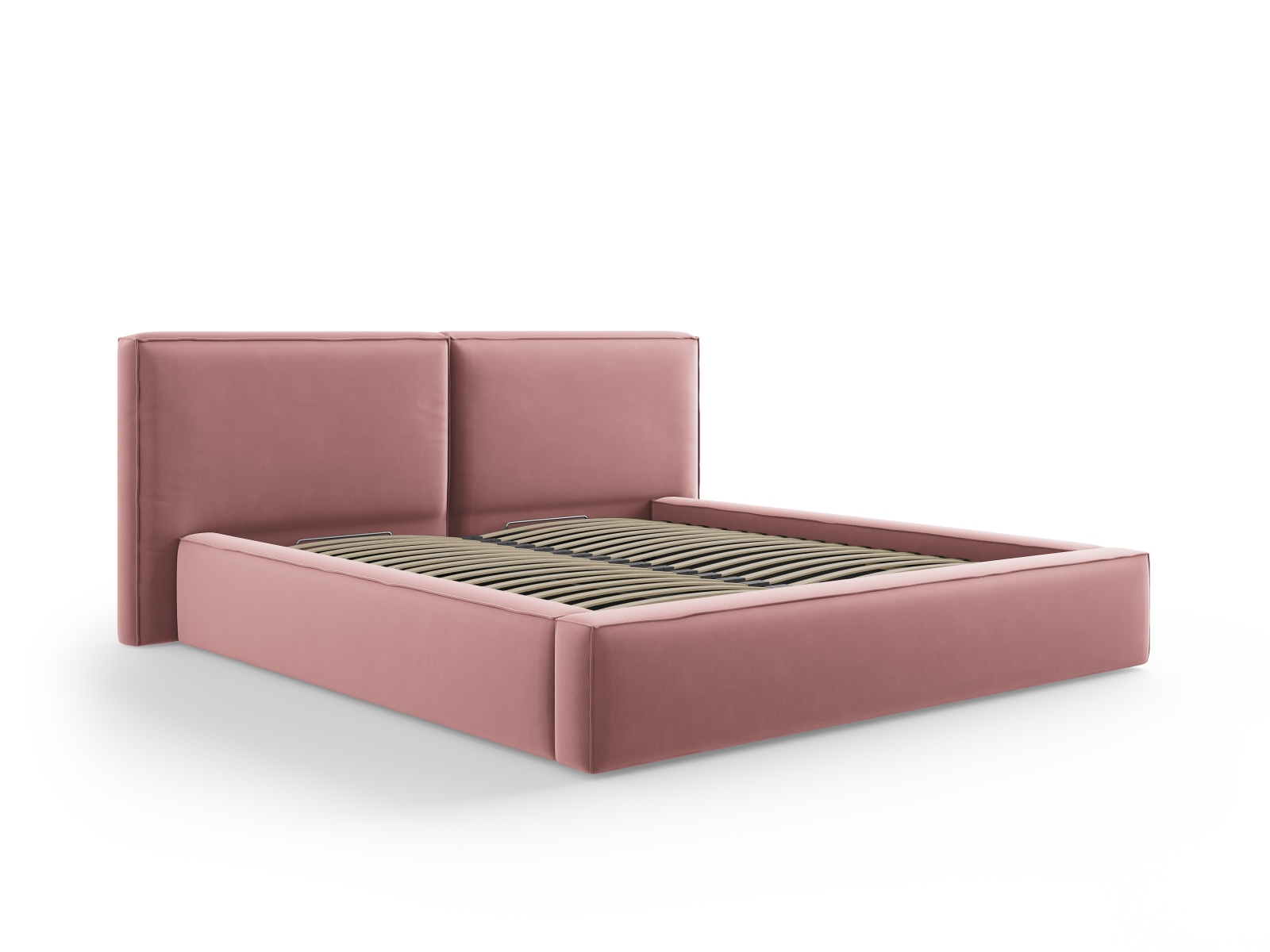 Velvet Storage Bed With Double Headboard, "Jodie", 234x228x108