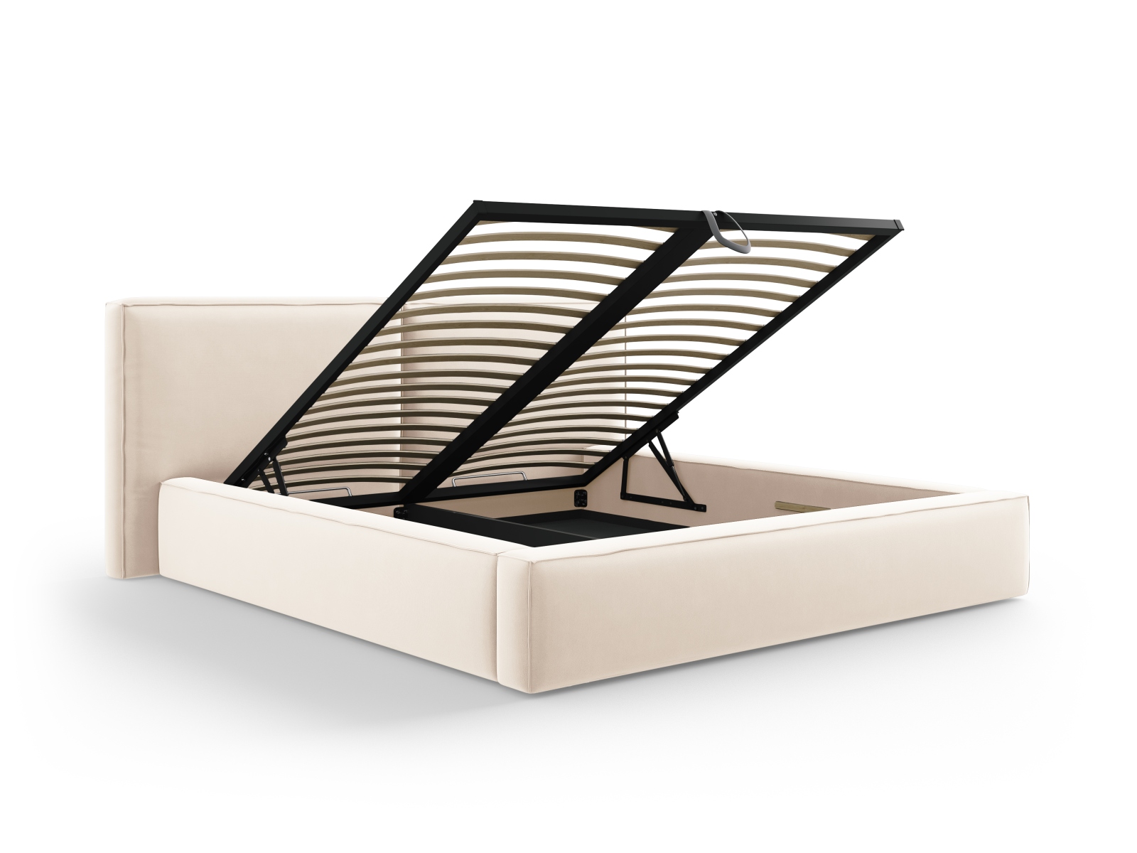 Velvet Storage Bed With Double Headboard, "Jodie", 234x228x108