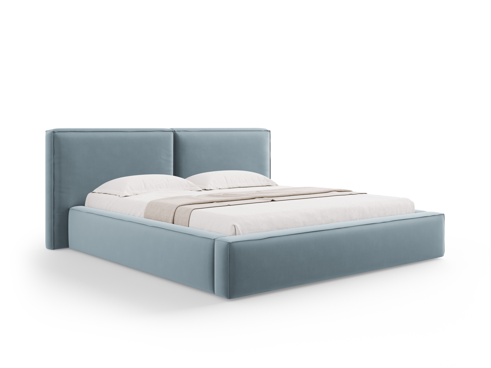Velvet Storage Bed With Double Headboard, "Jodie", 234x228x108