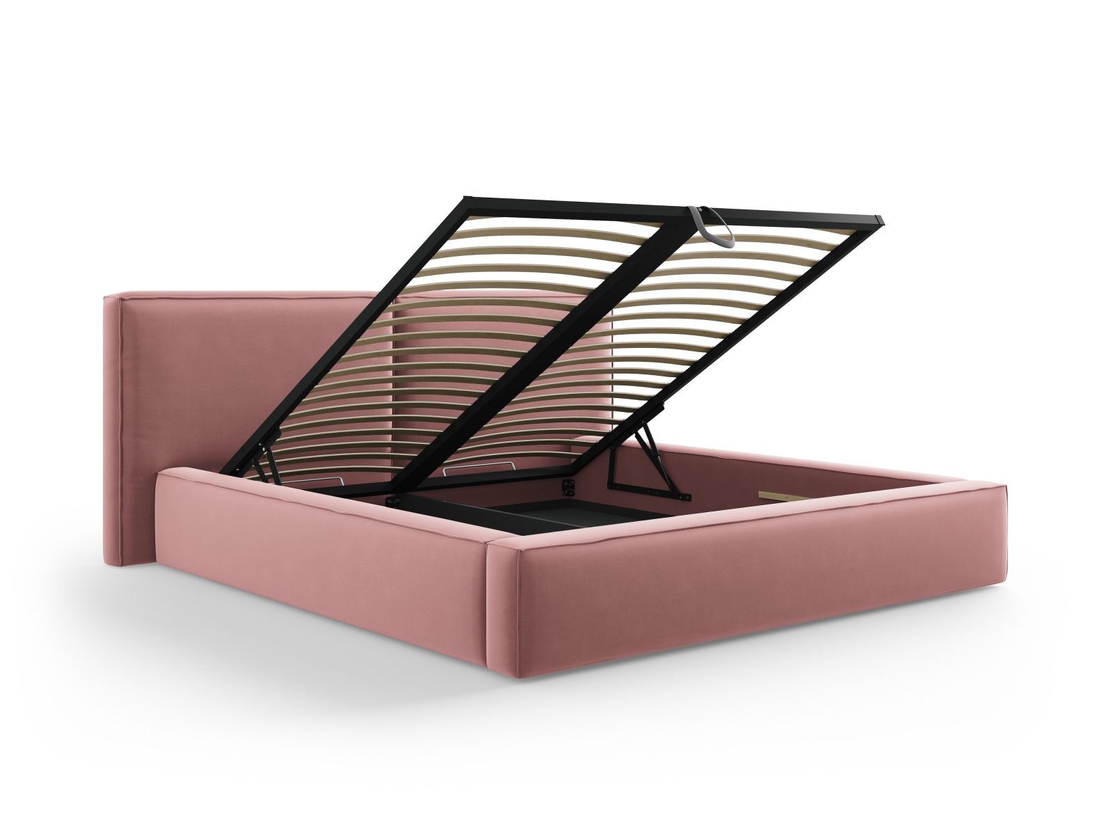 Velvet Storage Bed With Double Headboard, "Jodie", 234x228x108
