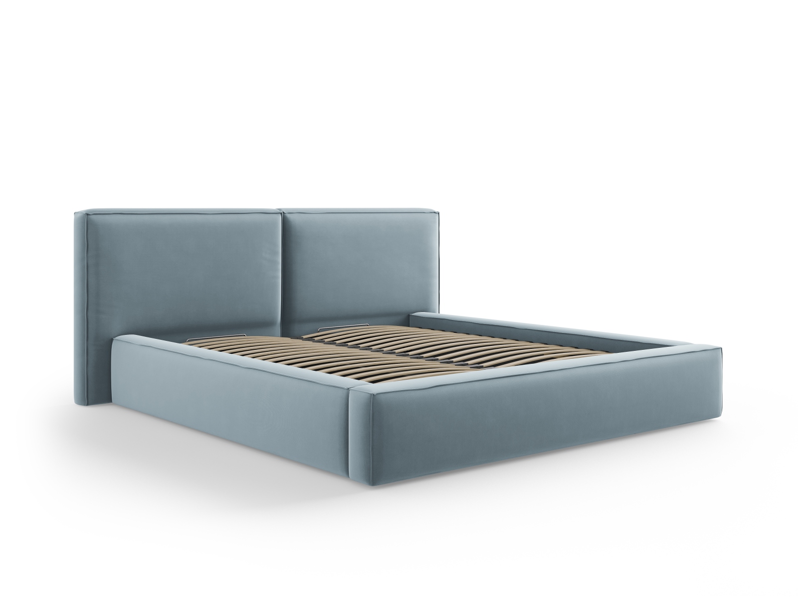Velvet Storage Bed With Double Headboard, "Jodie", 234x228x108