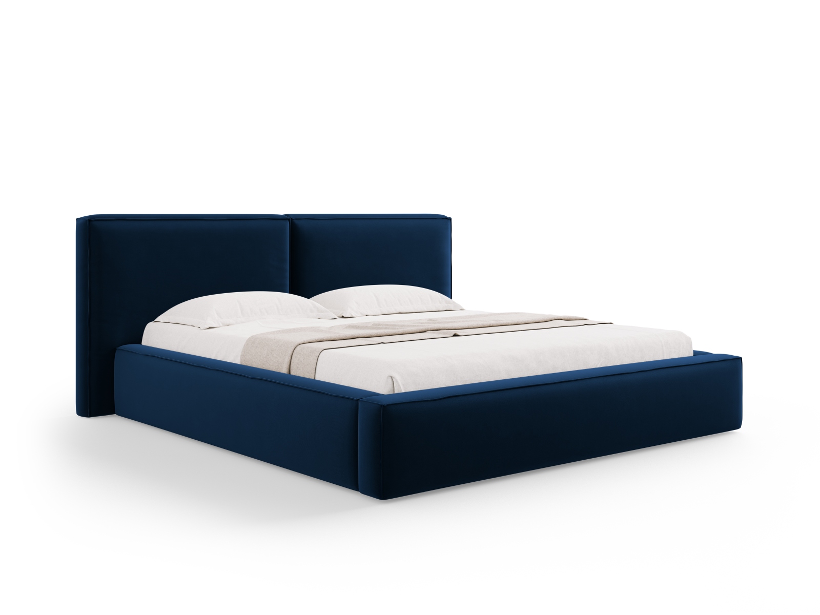Velvet Storage Bed With Double Headboard, "Jodie", 234x228x108