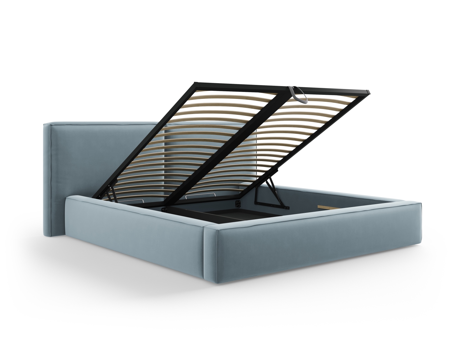 Velvet Storage Bed With Double Headboard, "Jodie", 234x228x108