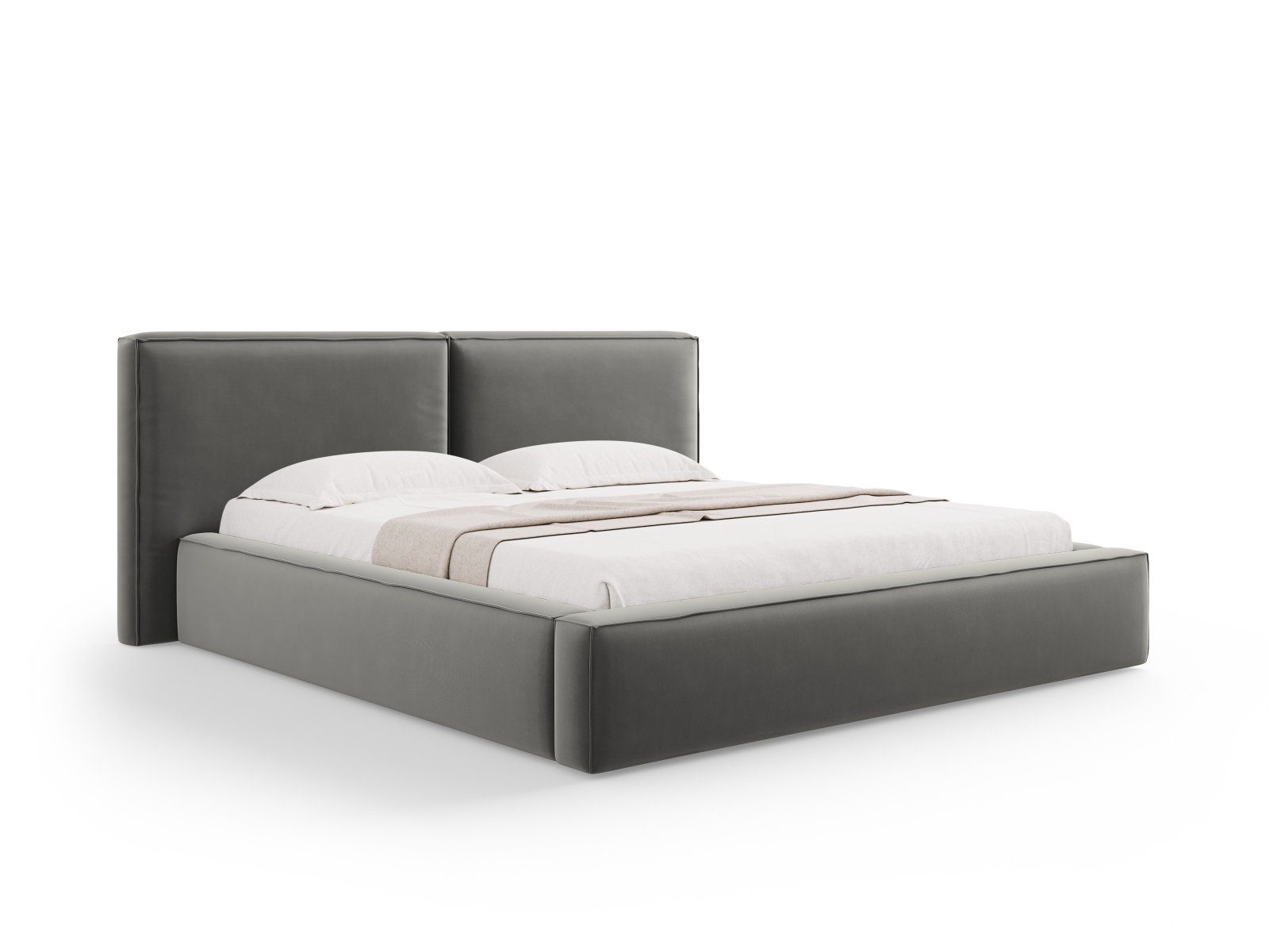 Velvet Storage Bed With Double Headboard, "Jodie", 234x228x108