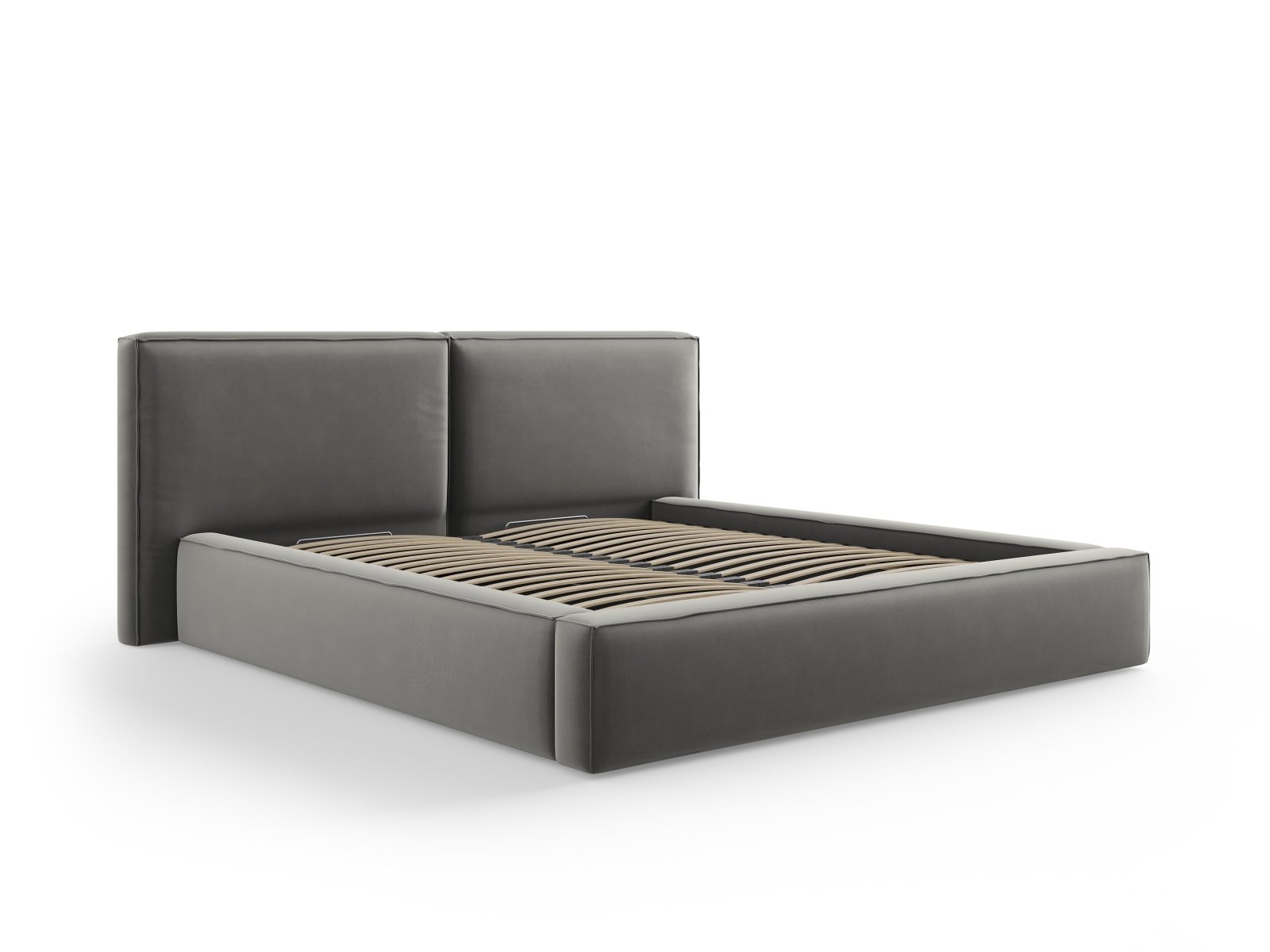 Velvet Storage Bed With Double Headboard, "Jodie", 234x228x108